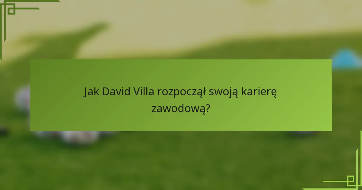 Jak David Villa rozpoczął swoją karierę zawodową?