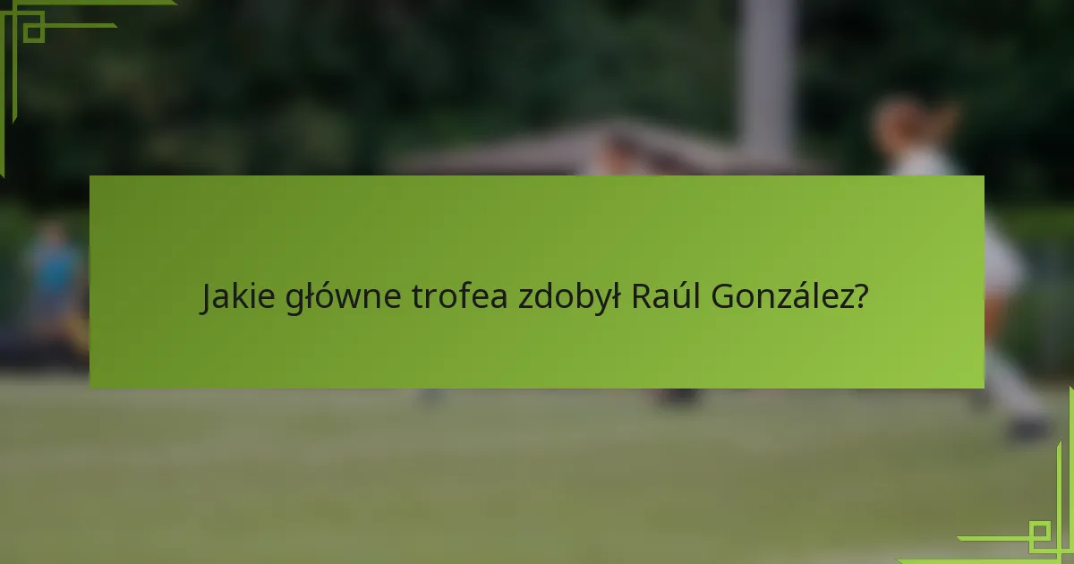 Jakie główne trofea zdobył Raúl González?