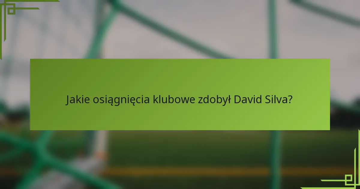 Jakie osiągnięcia klubowe zdobył David Silva?