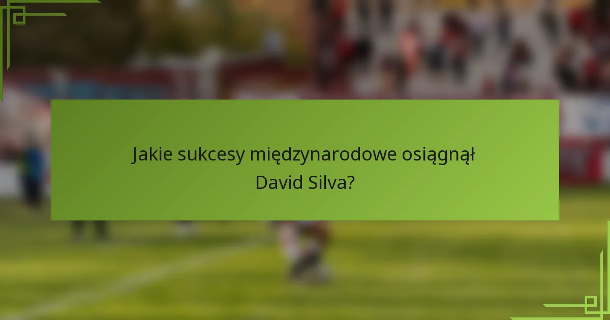 Jakie sukcesy międzynarodowe osiągnął David Silva?