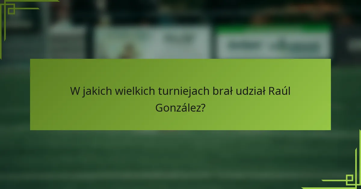 W jakich wielkich turniejach brał udział Raúl González?